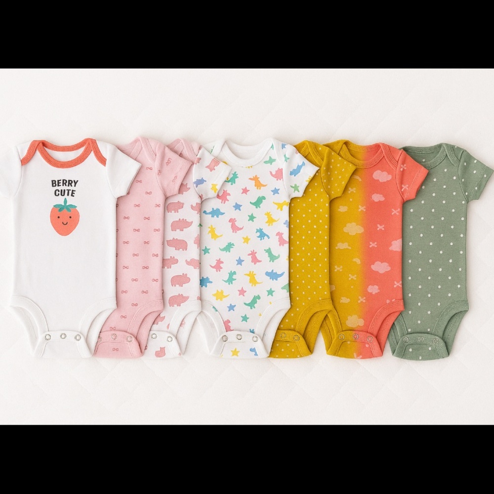 $5 for each item 8 pc cotton Baby Girl BUNDLE/LOT/HAUL of bodysuits size 12 mos